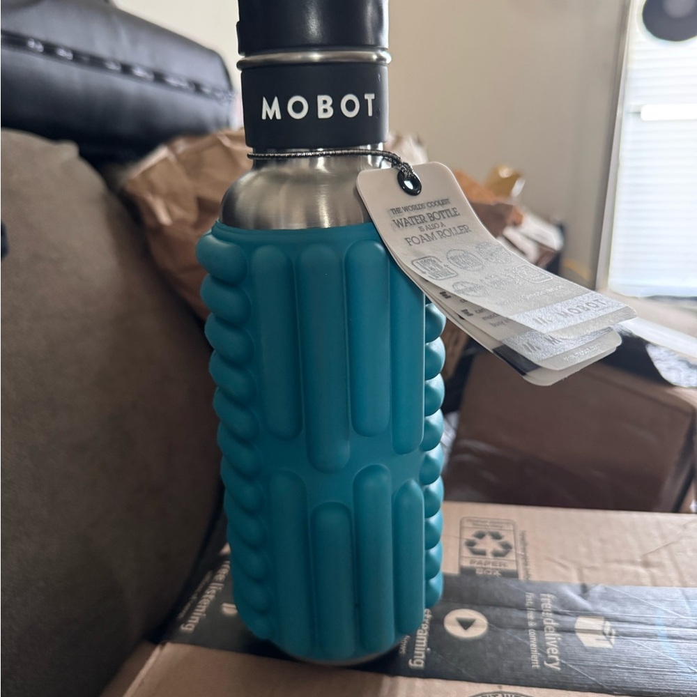 Mobot Blue Foam Roller Water Bottle